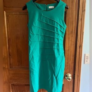 Calvin Klein green dress pleated